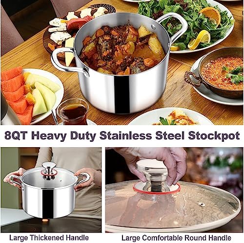 LIANYU 8QT Stainless Steel Stock Pot with Lid 1