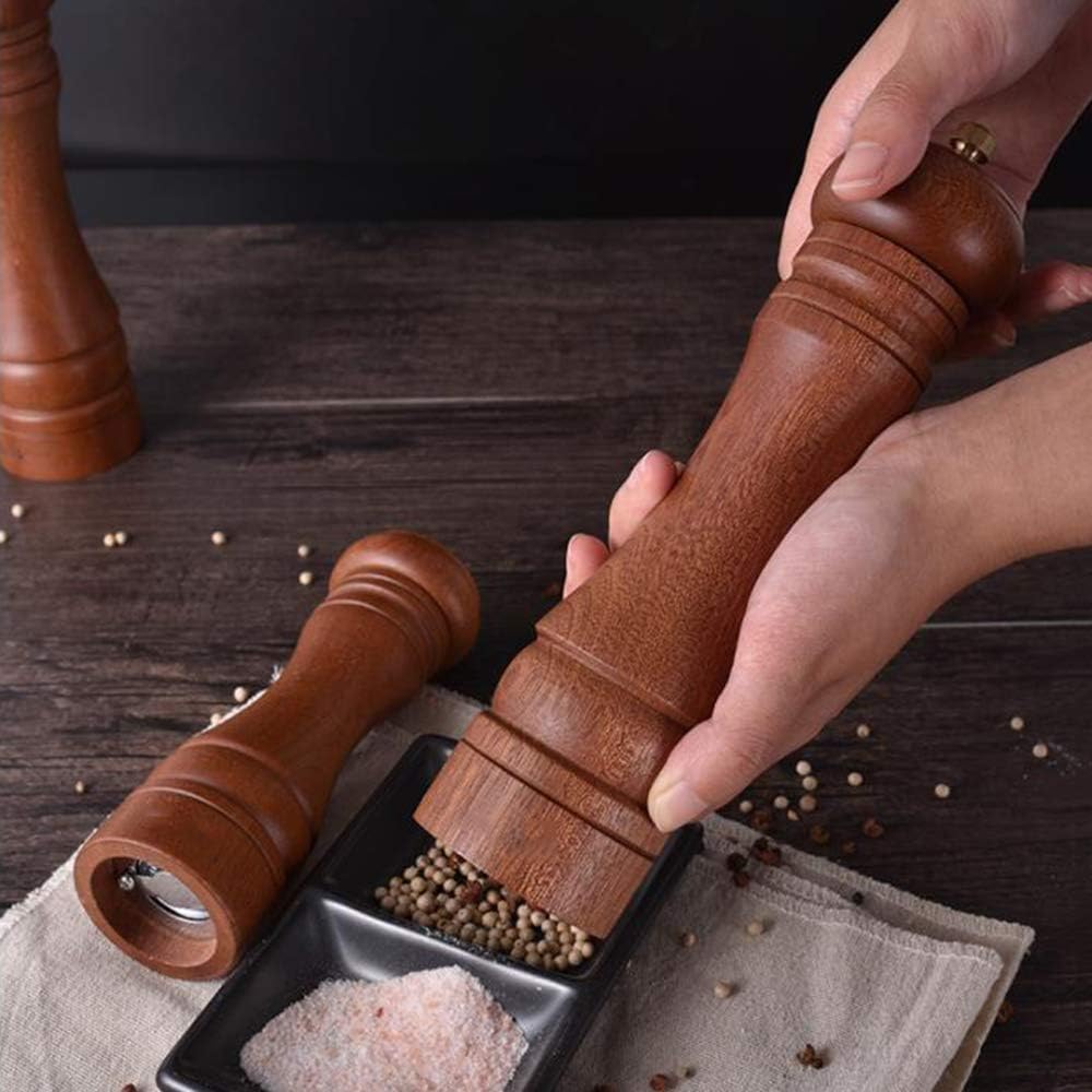 sdneNest Adjustable Wooden Salt and Pepper Mill Set