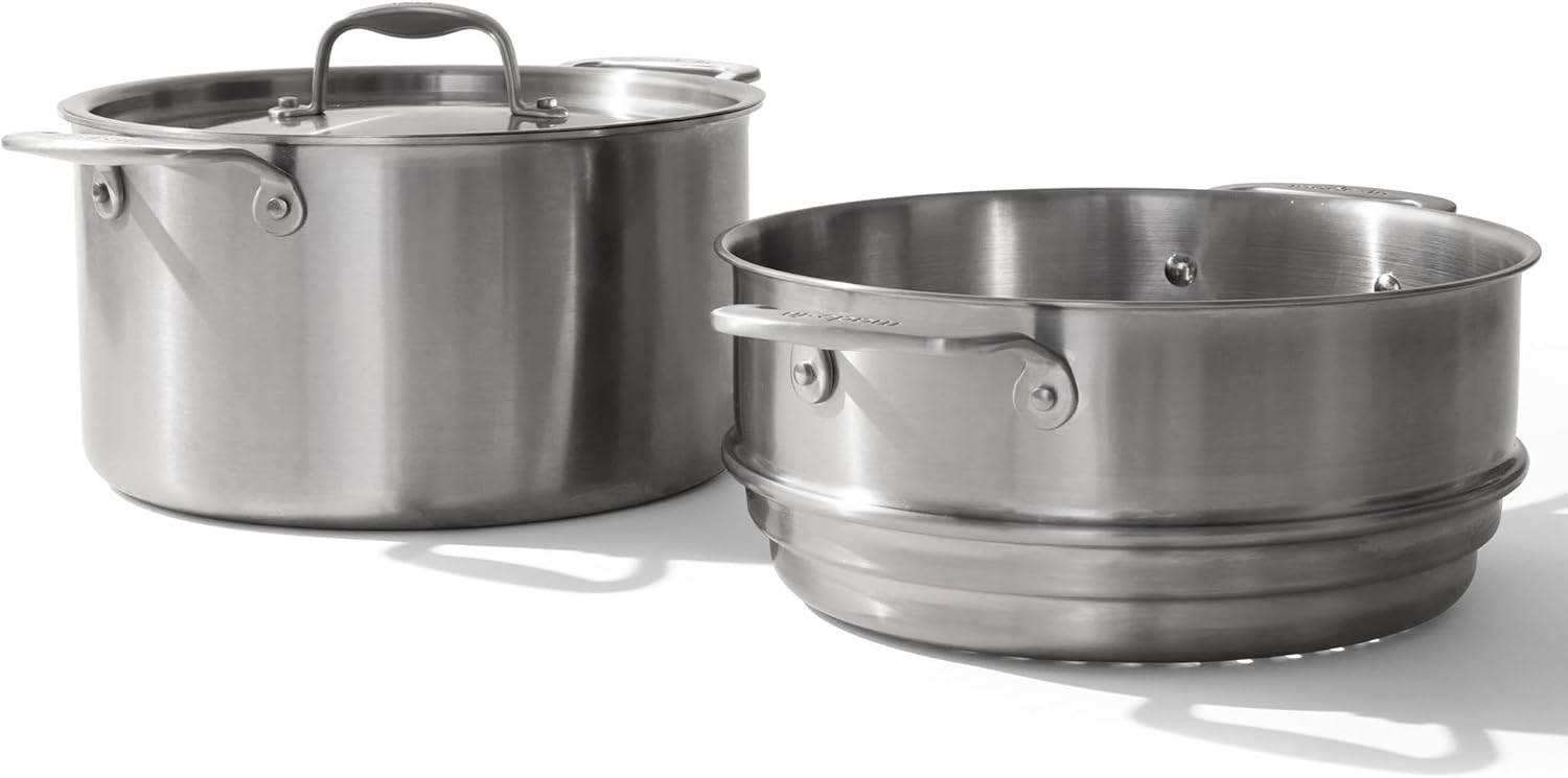 Made In 8 Quart Stainless Steel Stock Pot with Steamer Basket