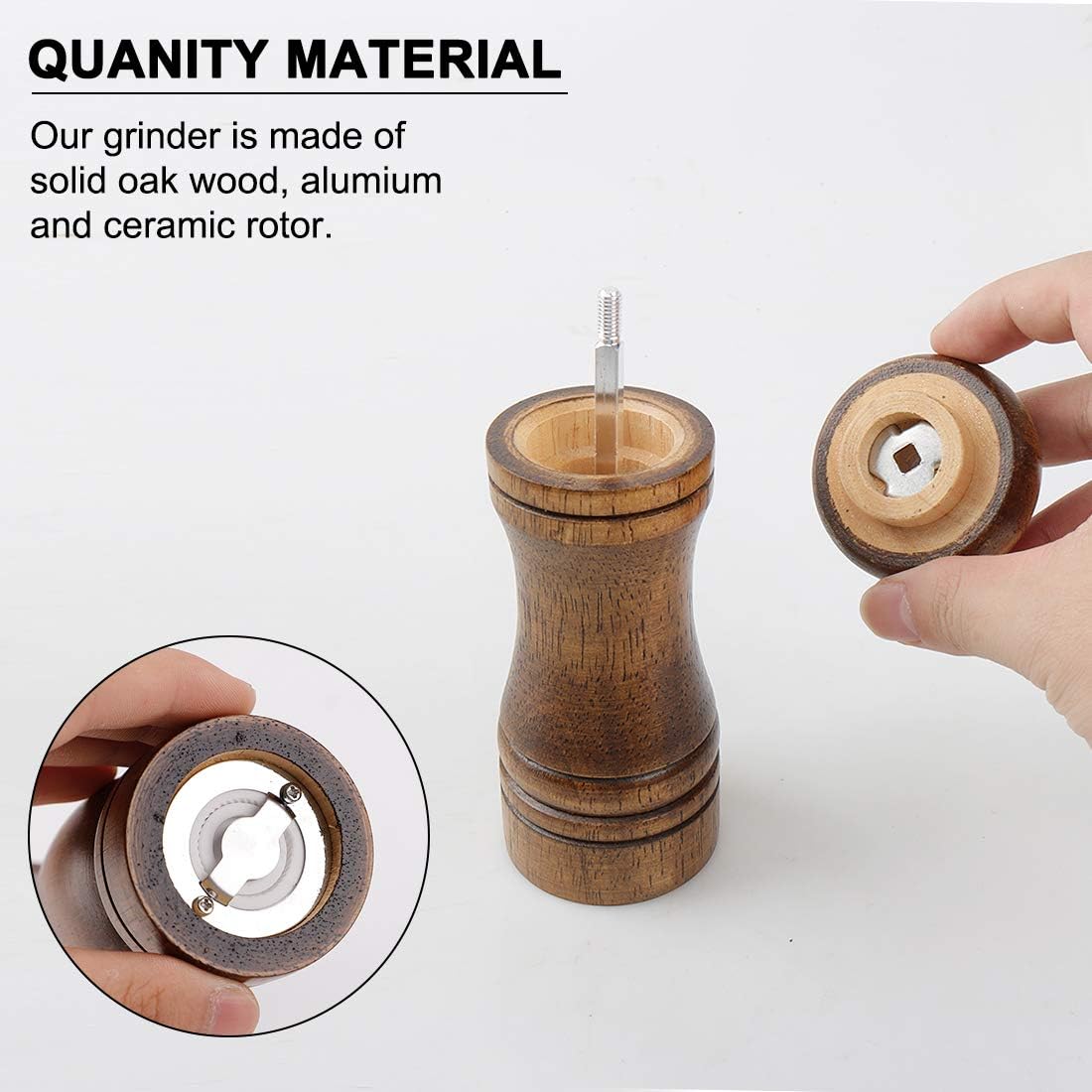 Uxcell Wooden Pepper Mill and Salt Shaker Set 1