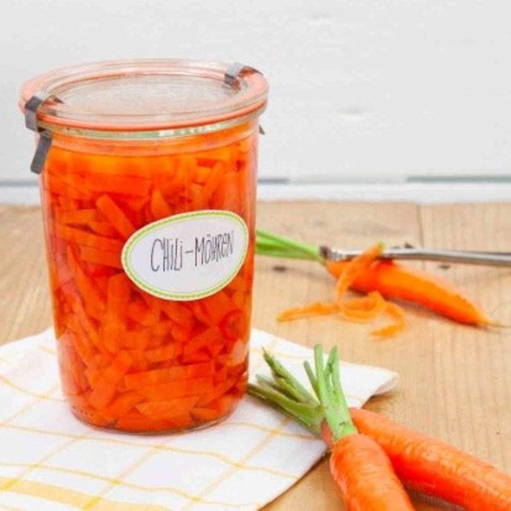 Weck Canning Jars Set of 4 - 34 Liter Glass Jars with Airtight Lids