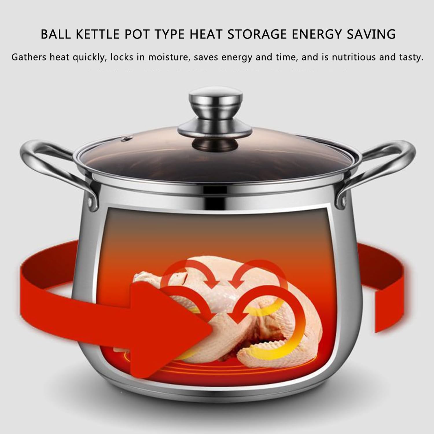 SVRITE 109 Qt Deep Chicken Stew Pot with Steamer Basket and Glass Lid