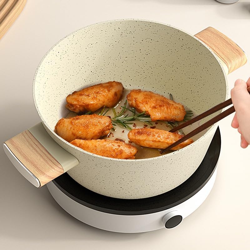 VKEID Medical Stone Nonstick Stock Pot with Tempered Glass Lid