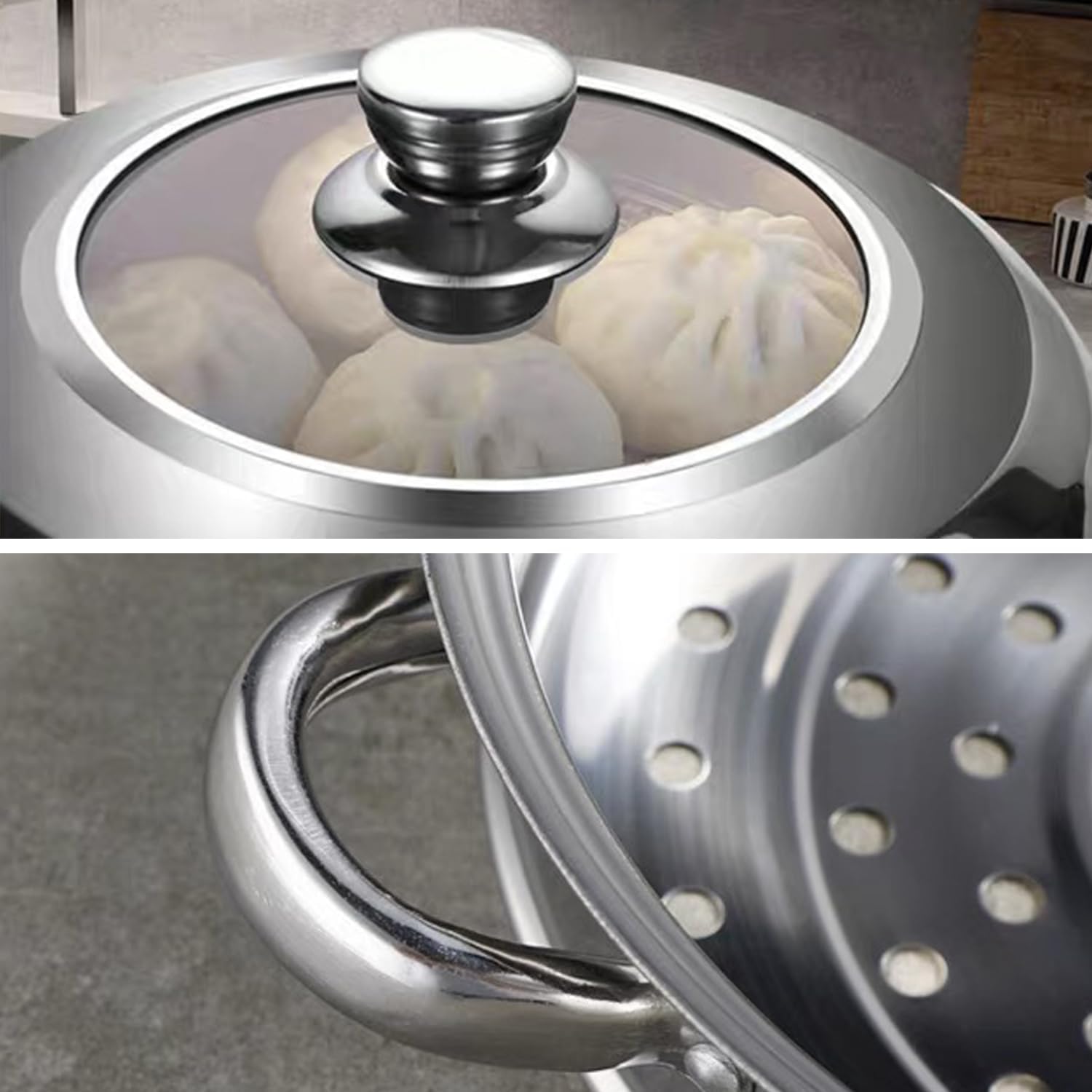 Stainless Steel 11 Inch 2-Tier Steamer Pot with Lid