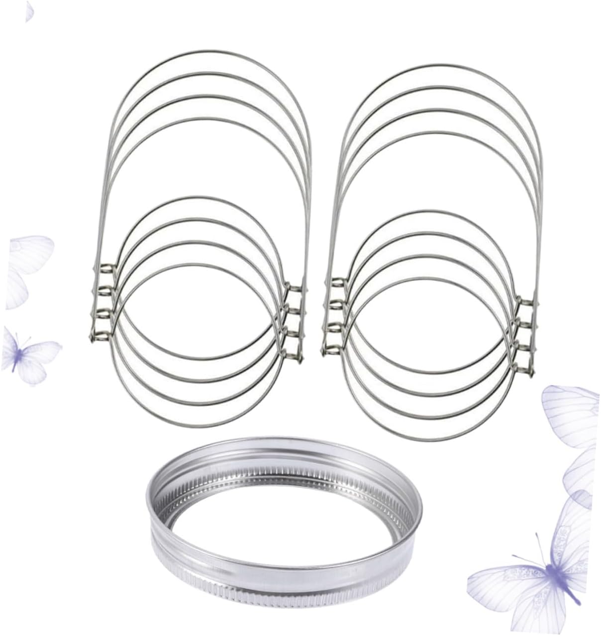 COLLBATH 24pcs Tinplate Mason Jar Lid Ring Set with Wire Handles