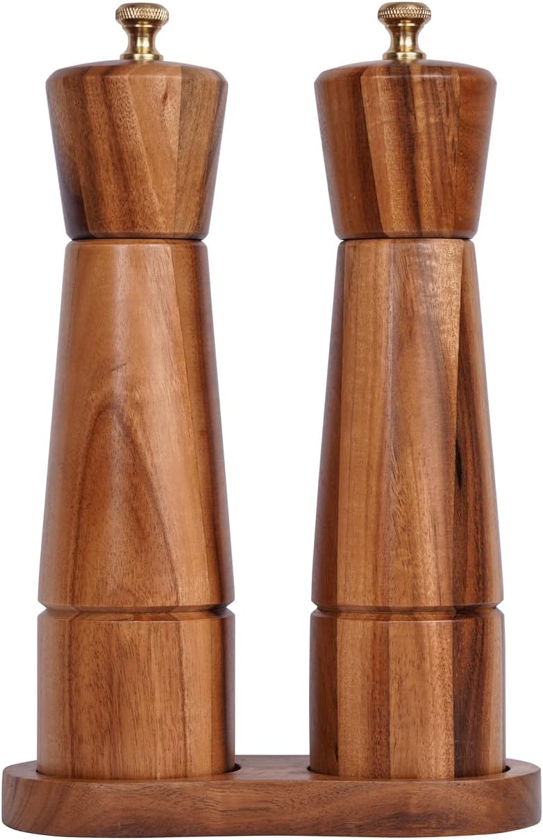 DeroTeno Salt and Pepper Mill Set with Tray