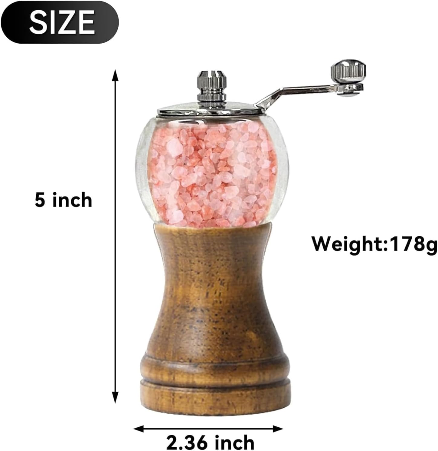 HONISOX Pepper Mill Set 2pcs - Retro Style Manual Wood Grinders