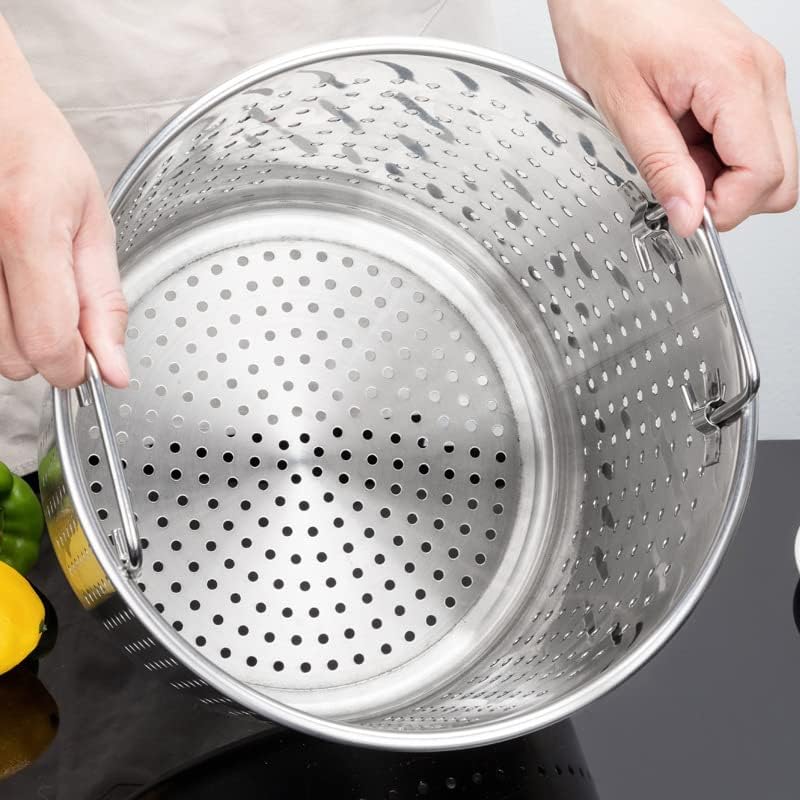 AIZYR 63Qt Heavy Stainless Steel Stockpot Set with Strainer Basket and Lid