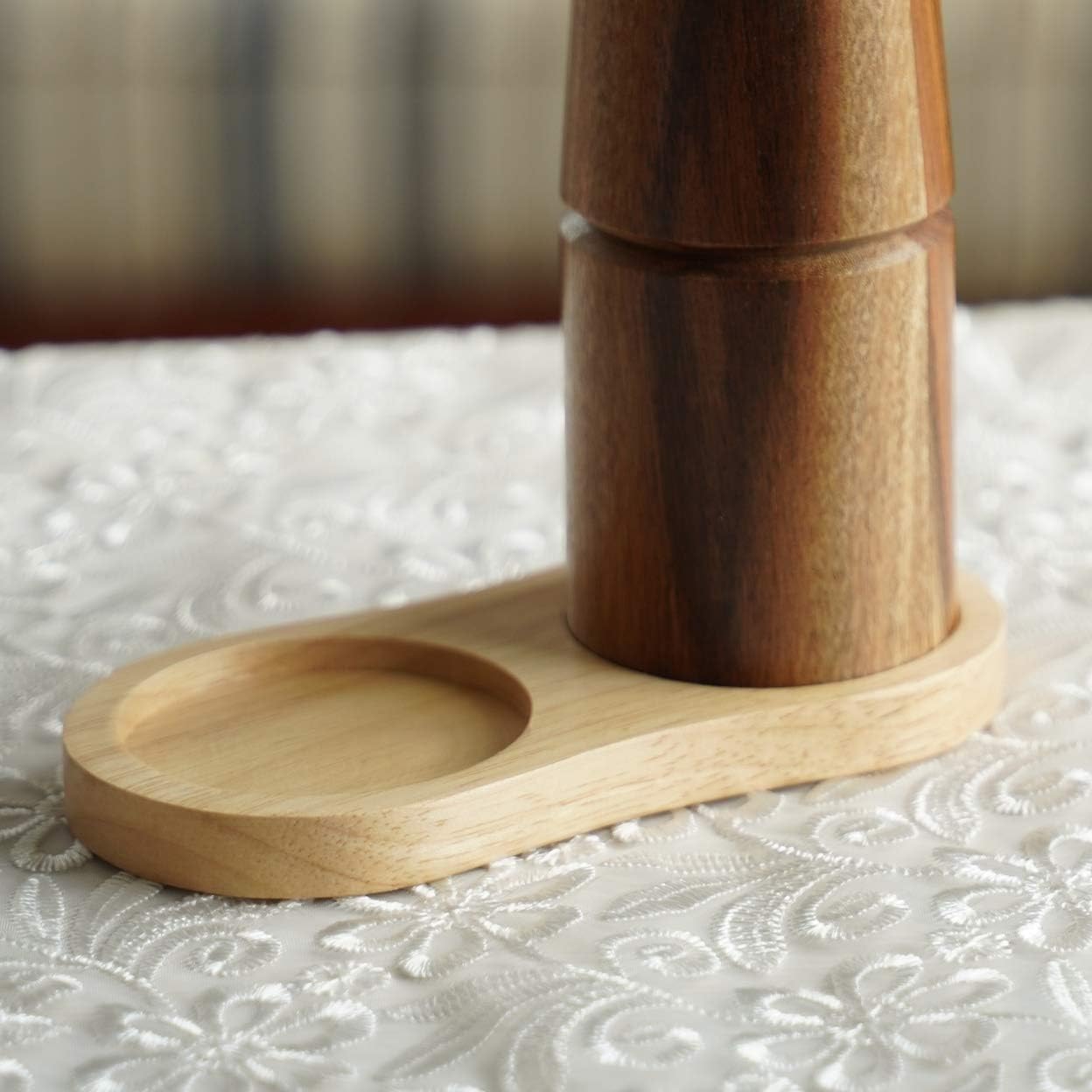 Salt and Pepper Mill Tray - Rubber Wood 6 cm Inner Diameter