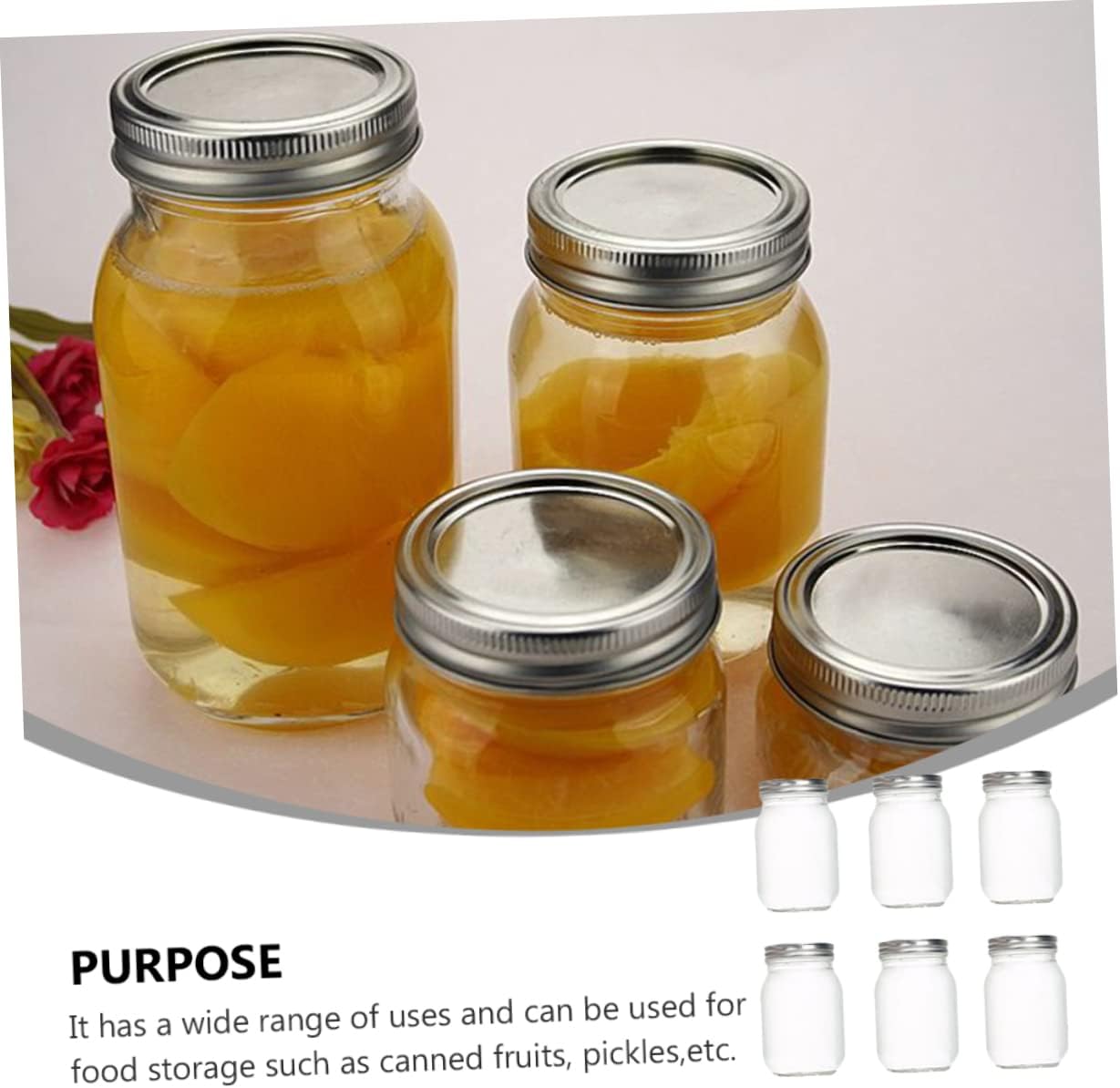 KICHOUSE 6-Piece Glass Food Storage Cans with Lids 500ml