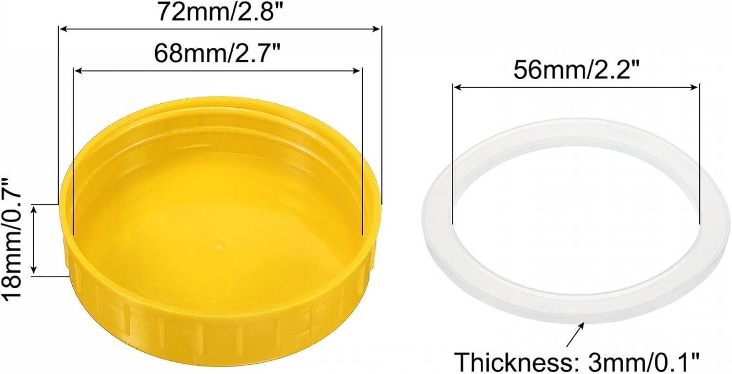 PATIKIL 70mm Yellow Mason Jar Lids Set 24 Pack with Silicone Rings