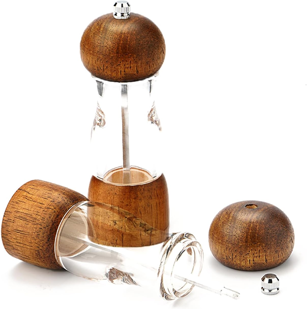 HONISOX Salt Pepper Grinder Set Wooden 6 Inch Adjustable Coarseness
