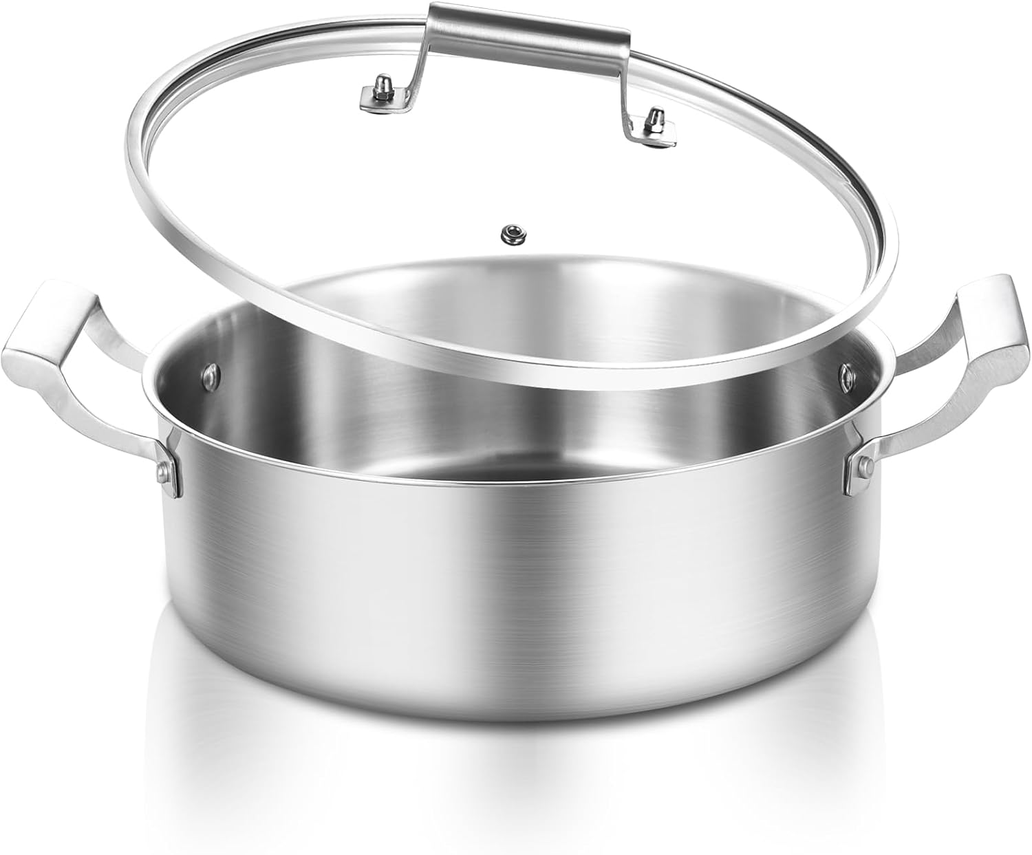 Delarlo 7QT Tri-Ply Stainless Steel Stockpot with Glass Lid