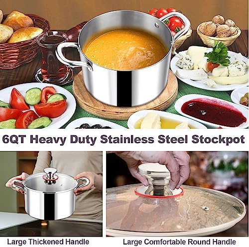 LIANYU 6QT Stainless Steel Stockpot with Lid 1