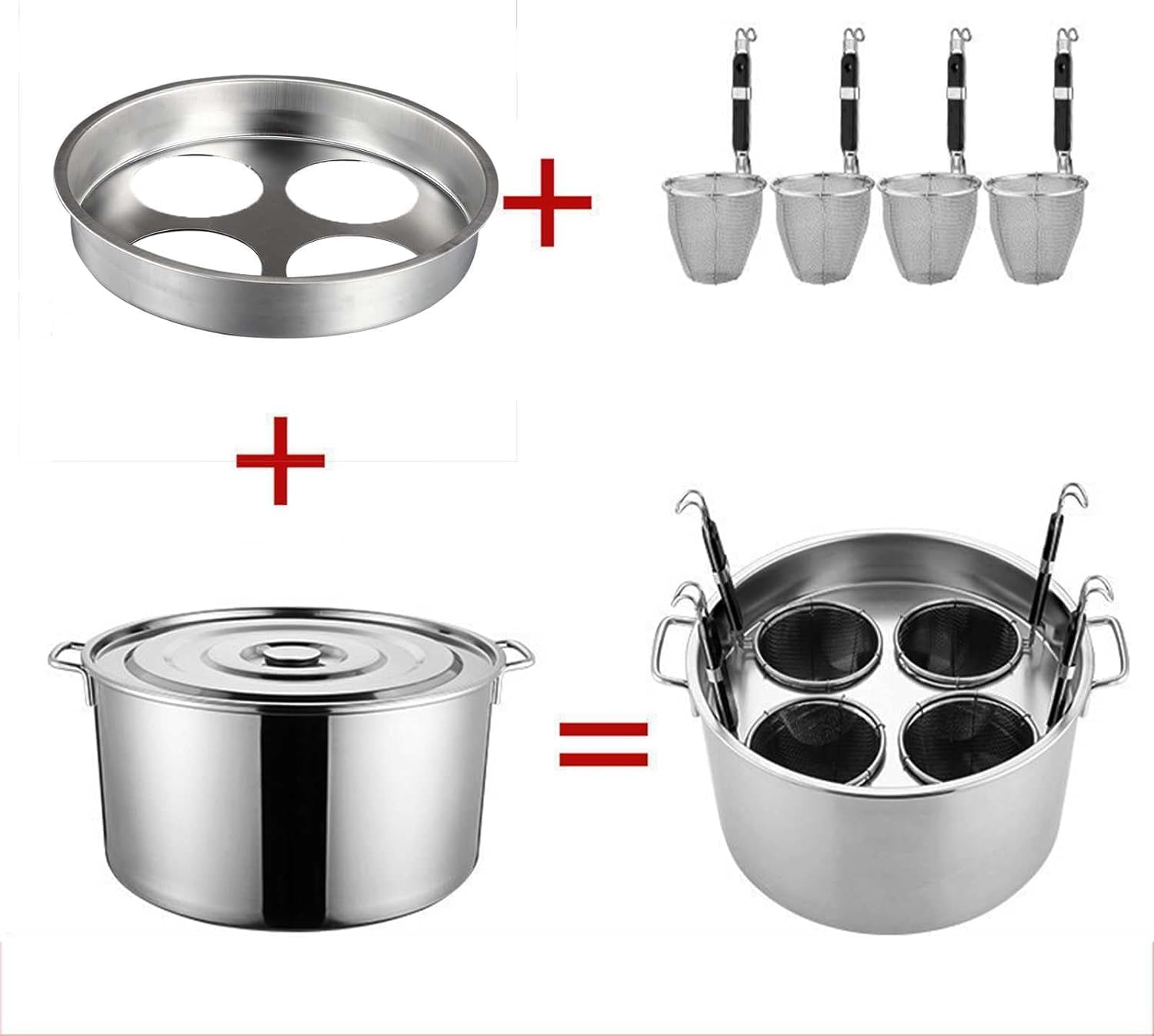 AttreX Pasta Cooker Set with 4 Strainer Baskets
