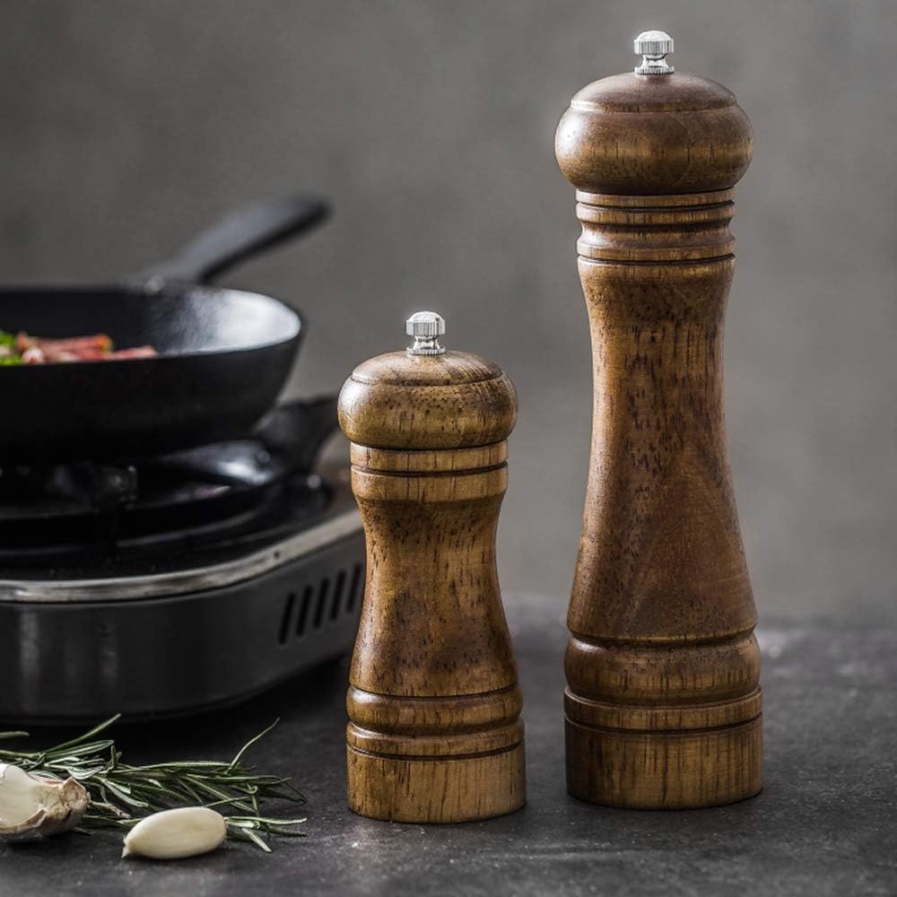 Adjustable Wooden Salt and Pepper Mill Set