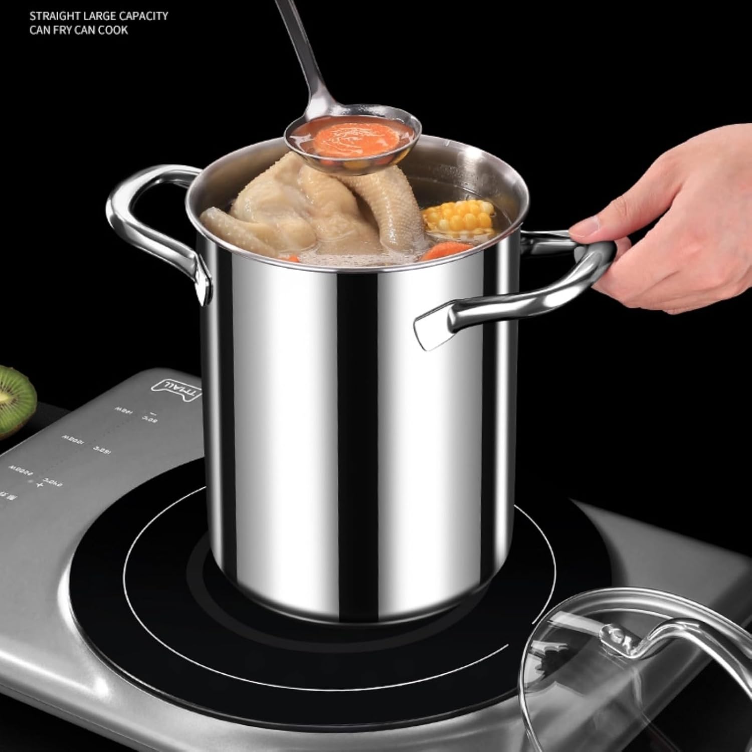 GOVNPJ Asparagus Pot with 4L Stainless Steel Steamer