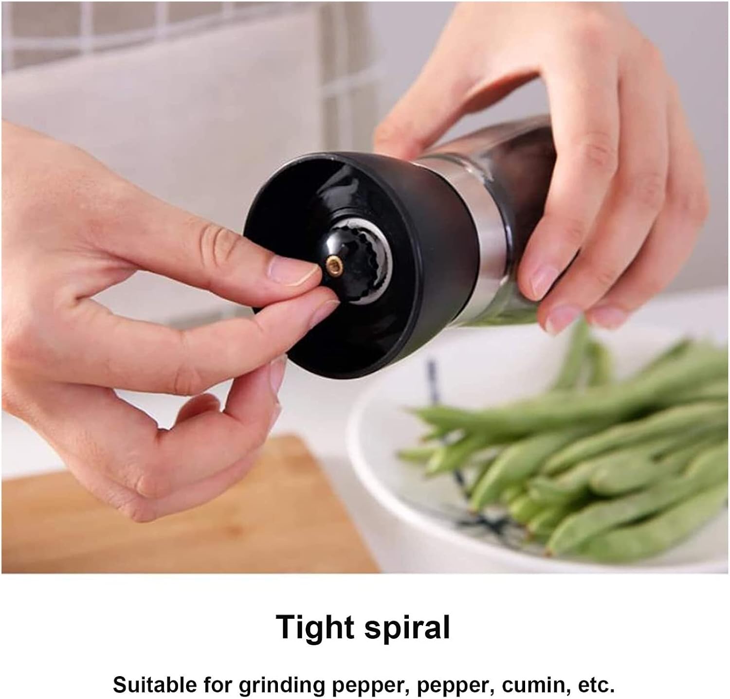 LEIXIUSM Refillable Pepper Mill 2pcs Black