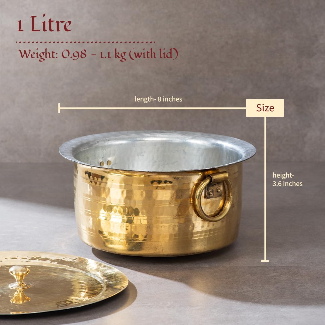 P-TAL Brass Stock Pot with Lid 1 Quart