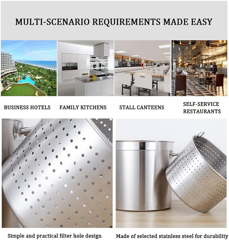 AIZYR 70L Commercial Stainless Steel Stockpot with Lid and Strainer Basket