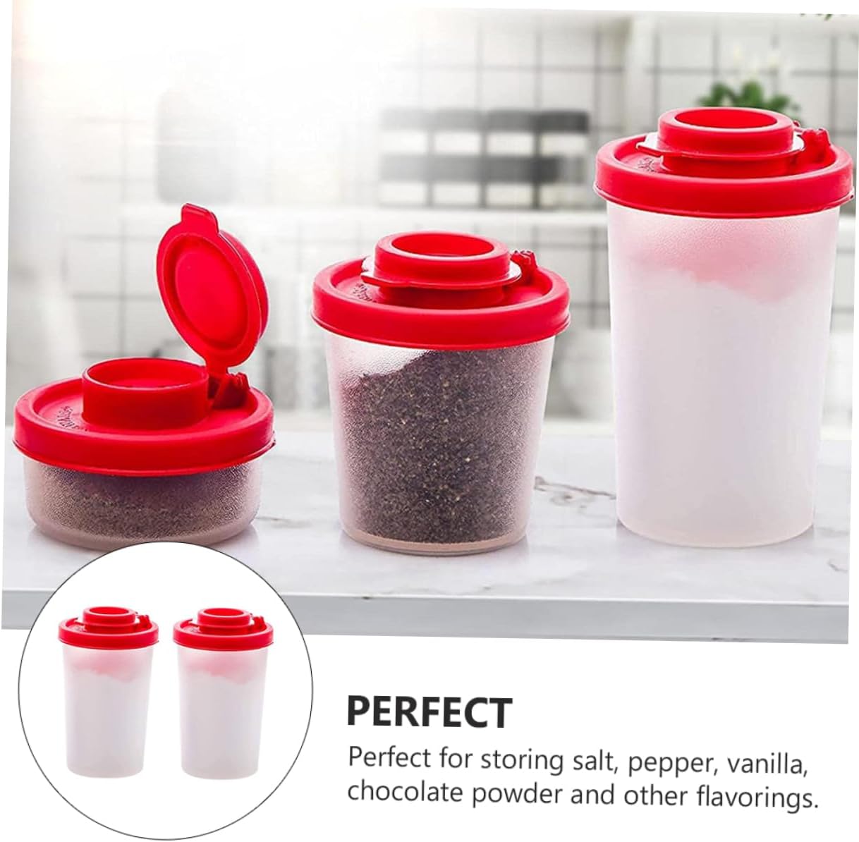 HAKIDZEL 2pcs Portable Seasoning Bottle Salt Pepper Shaker Set