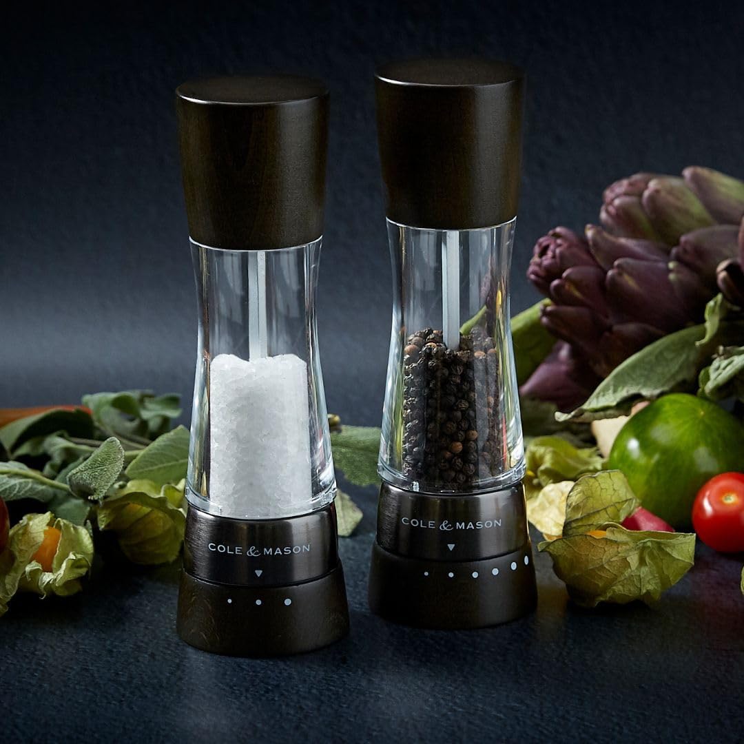 Cole Mason Derwent Black Wood Salt Pepper Mills Gift Set