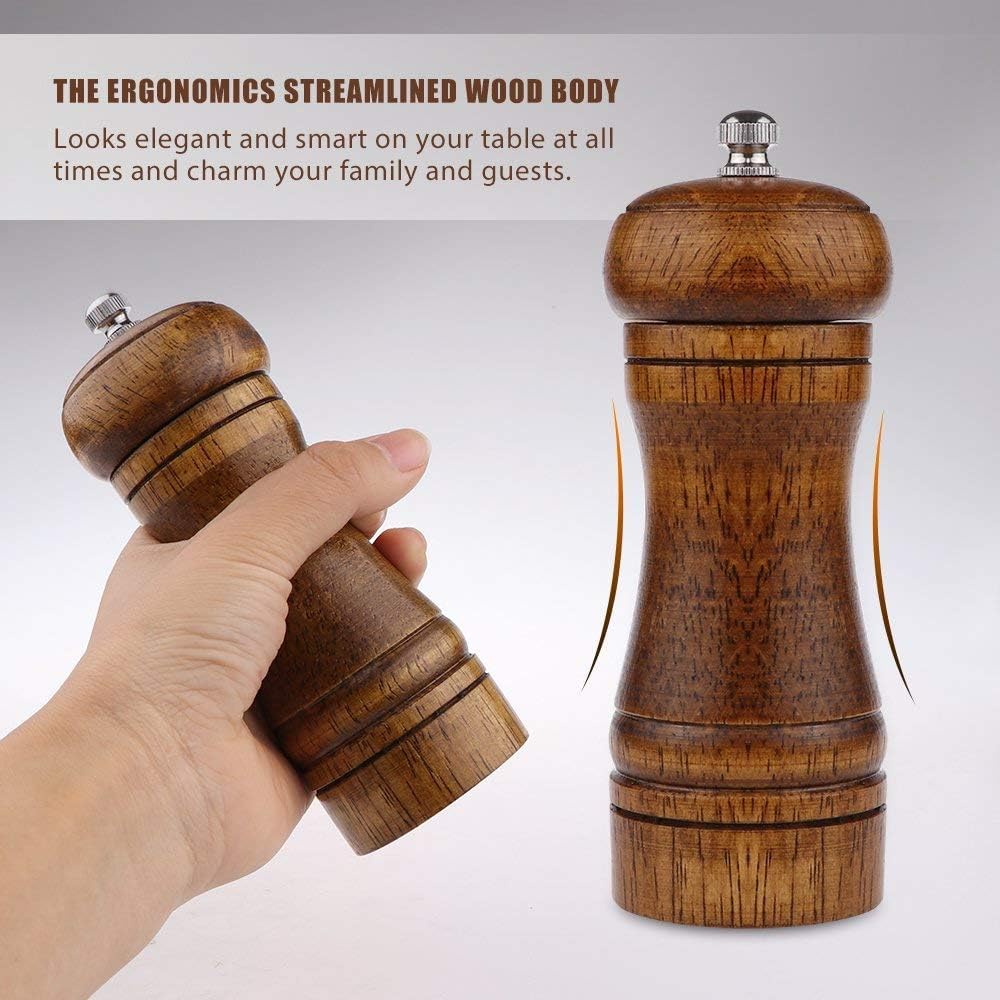Powstro 5 Inch Adjustable Pepper Mill Set 2Pack