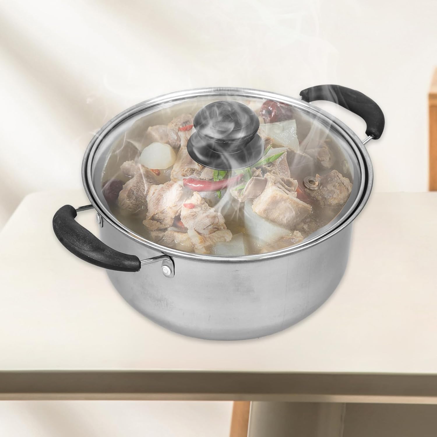Zerodeko Stainless Steel Steamer Pot with Lid for Induction