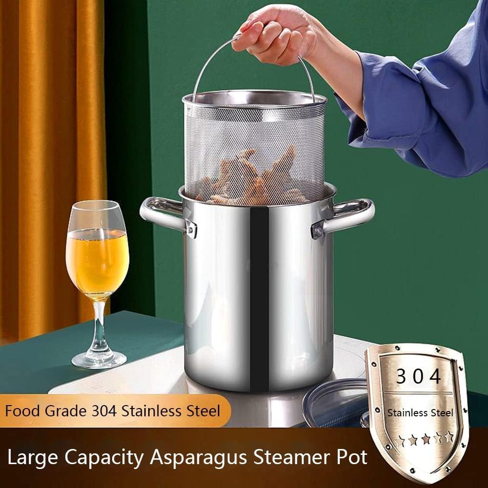 4L Asparagus Steamer with Wire Basket and Glass Lid