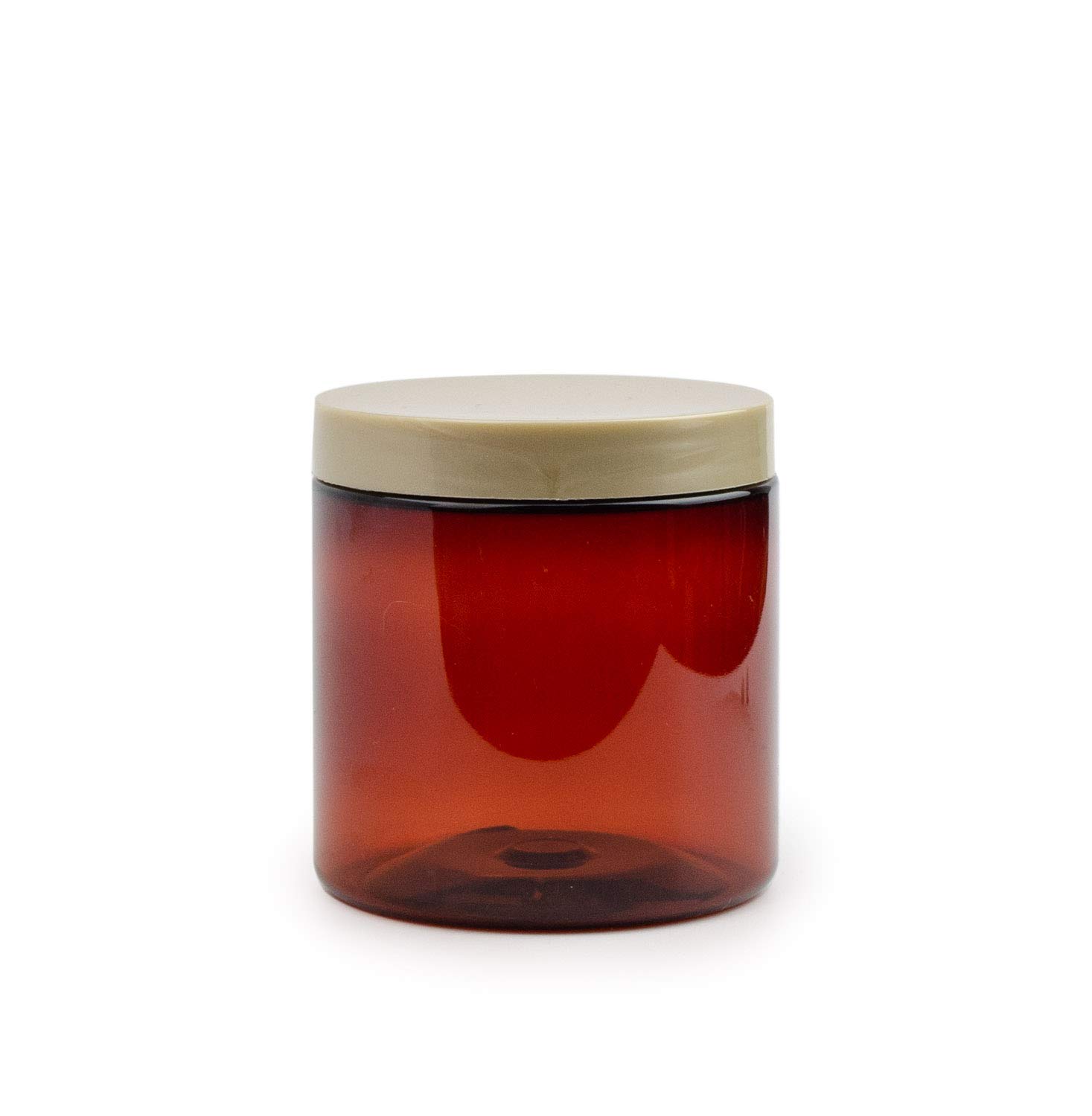 Grand Parfums 8 Oz Amber Plastic Jars with Champagne Gold Lids