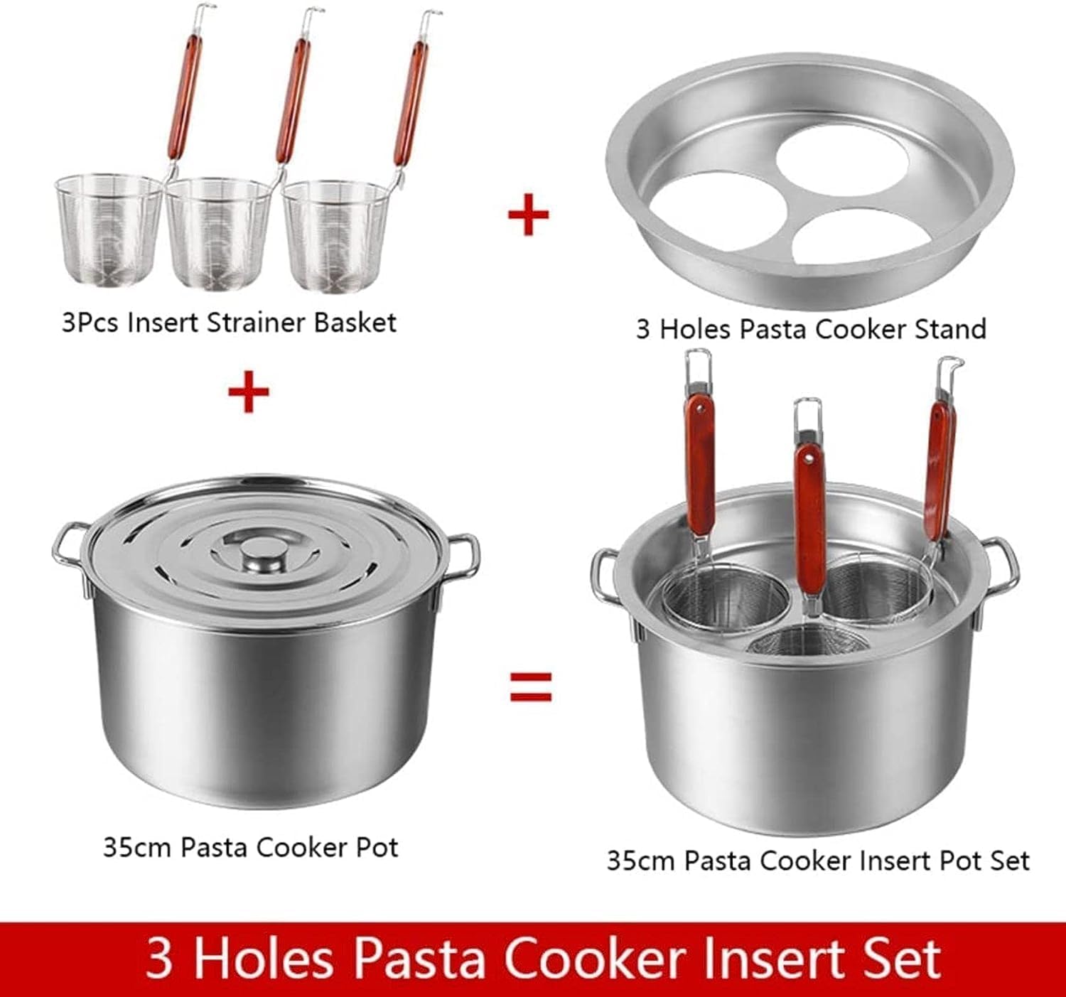 LEIXIUSM Pasta Pots Set with Strainer Basket