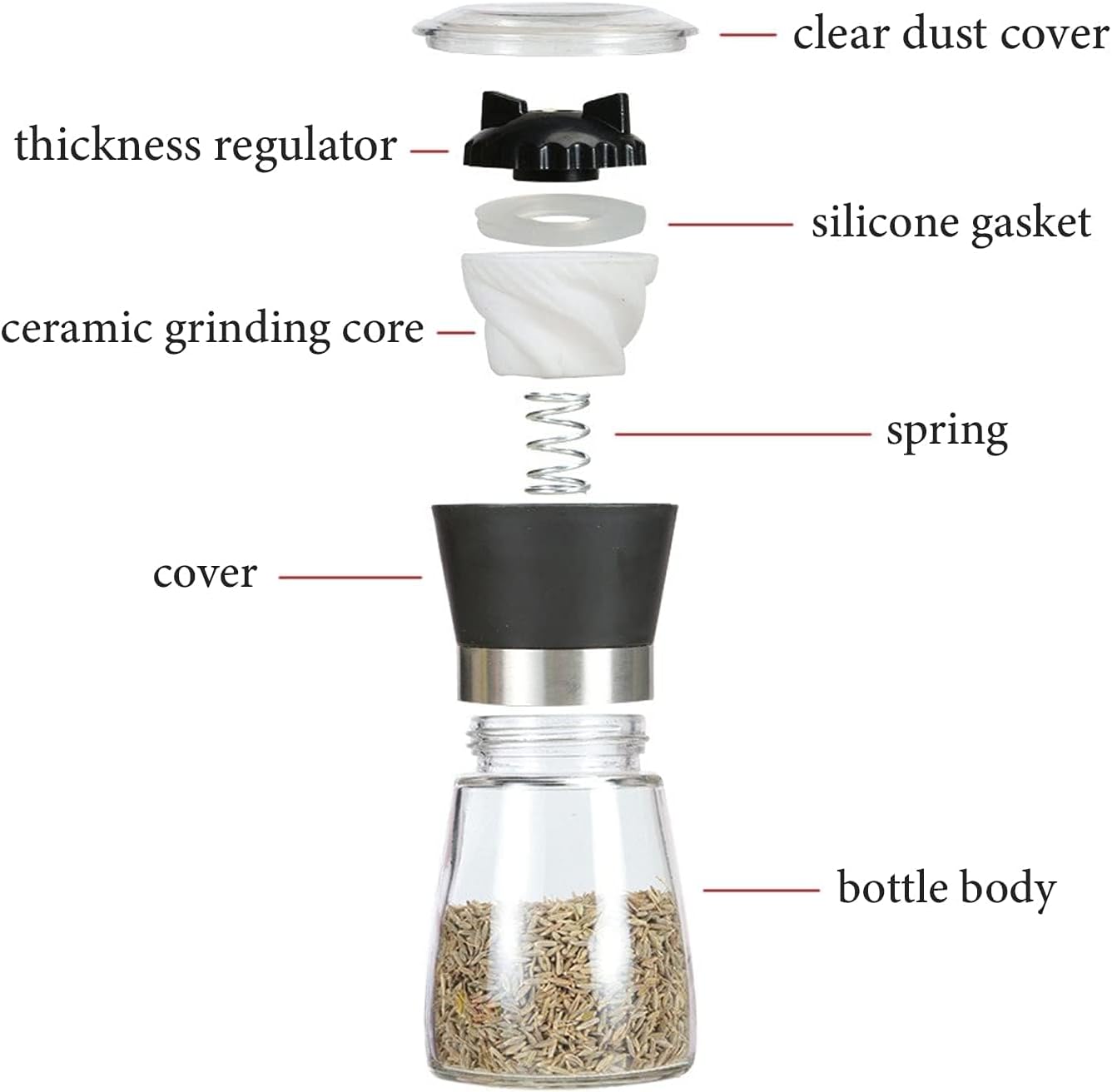Pepper Mill Salt Mill Set of 2 with Adjustable Coarseness