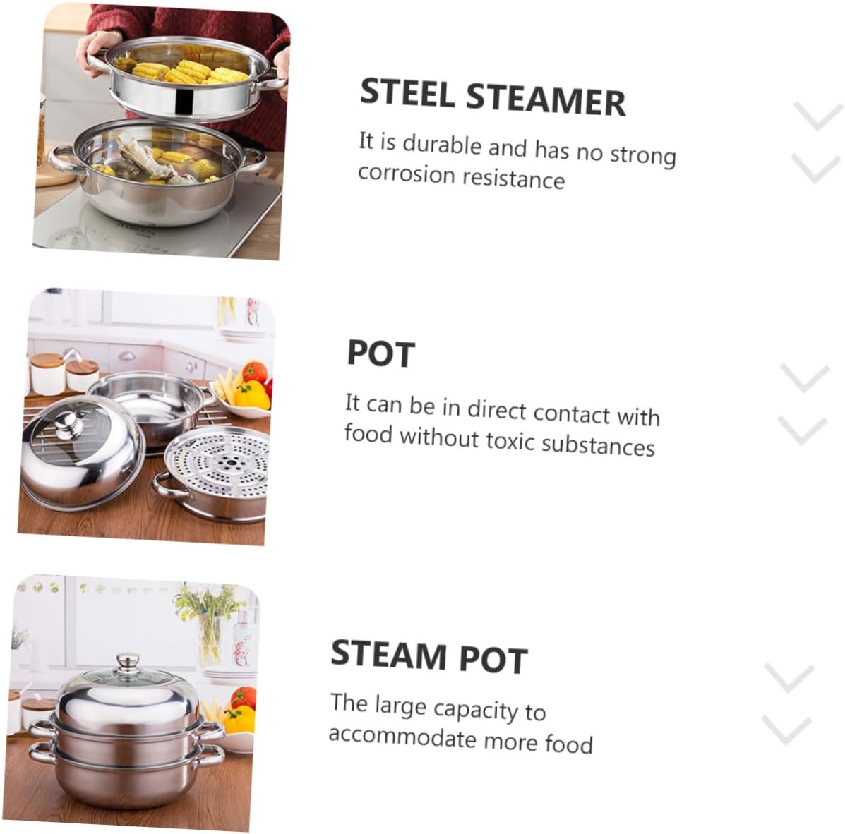 IMIKEYA 28cm Stainless Steel Steaming Pot with High Lid 1