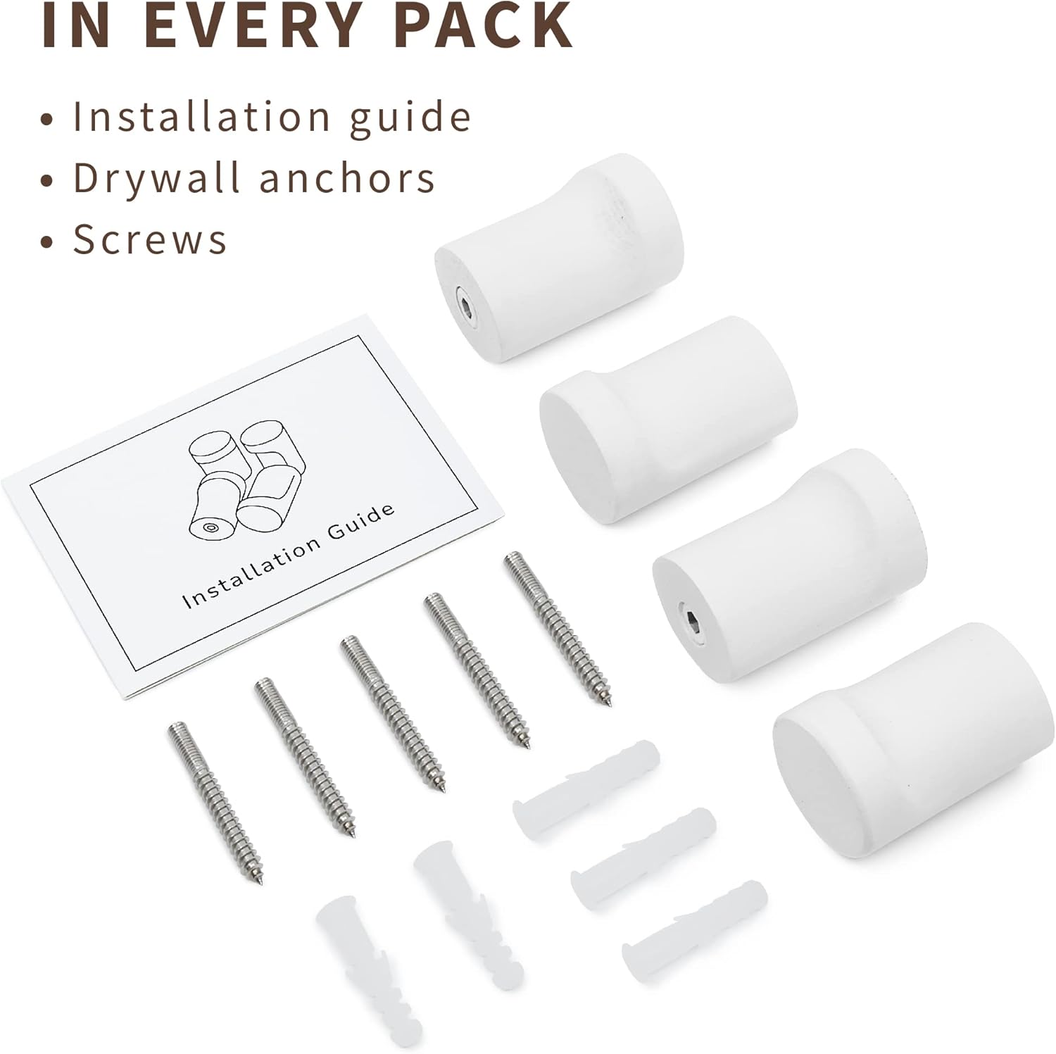 Wooden White Wall Hooks Pack of 4 Modern Farmhouse