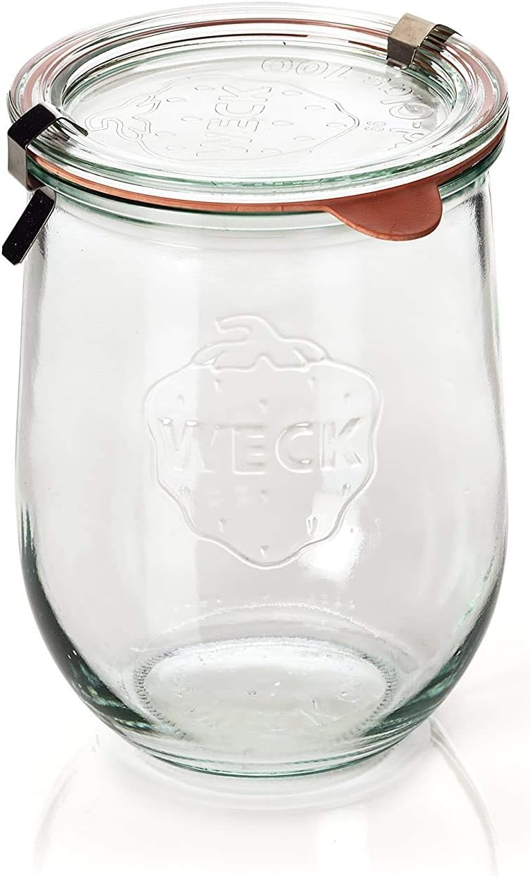 Weck Tulip Jars 1 Liter - 4 Pack Glass Canning Jars with Lid