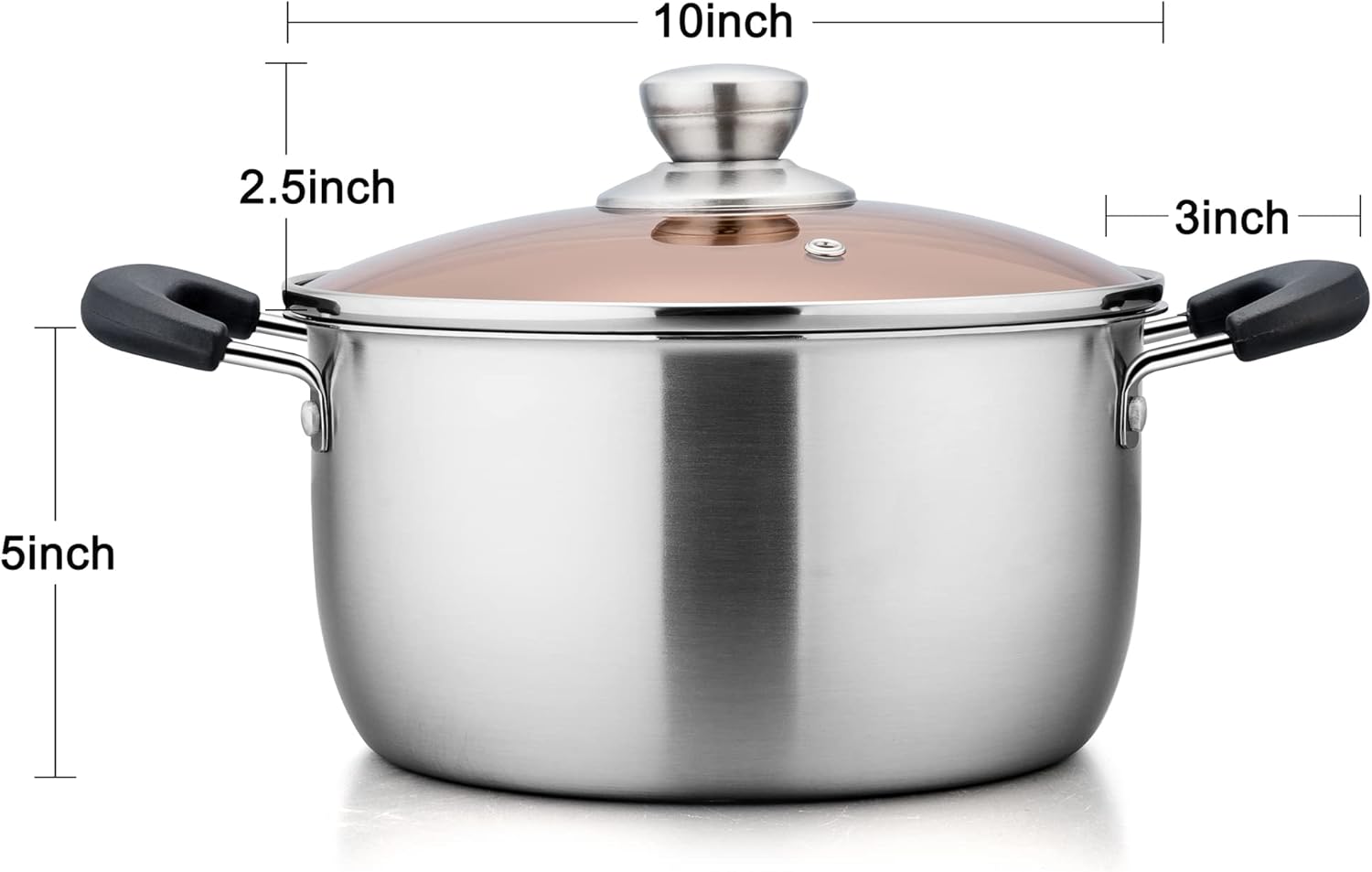 TeamFar 6 Qt Stainless Steel Stock Pot with Tempered Glass Lid