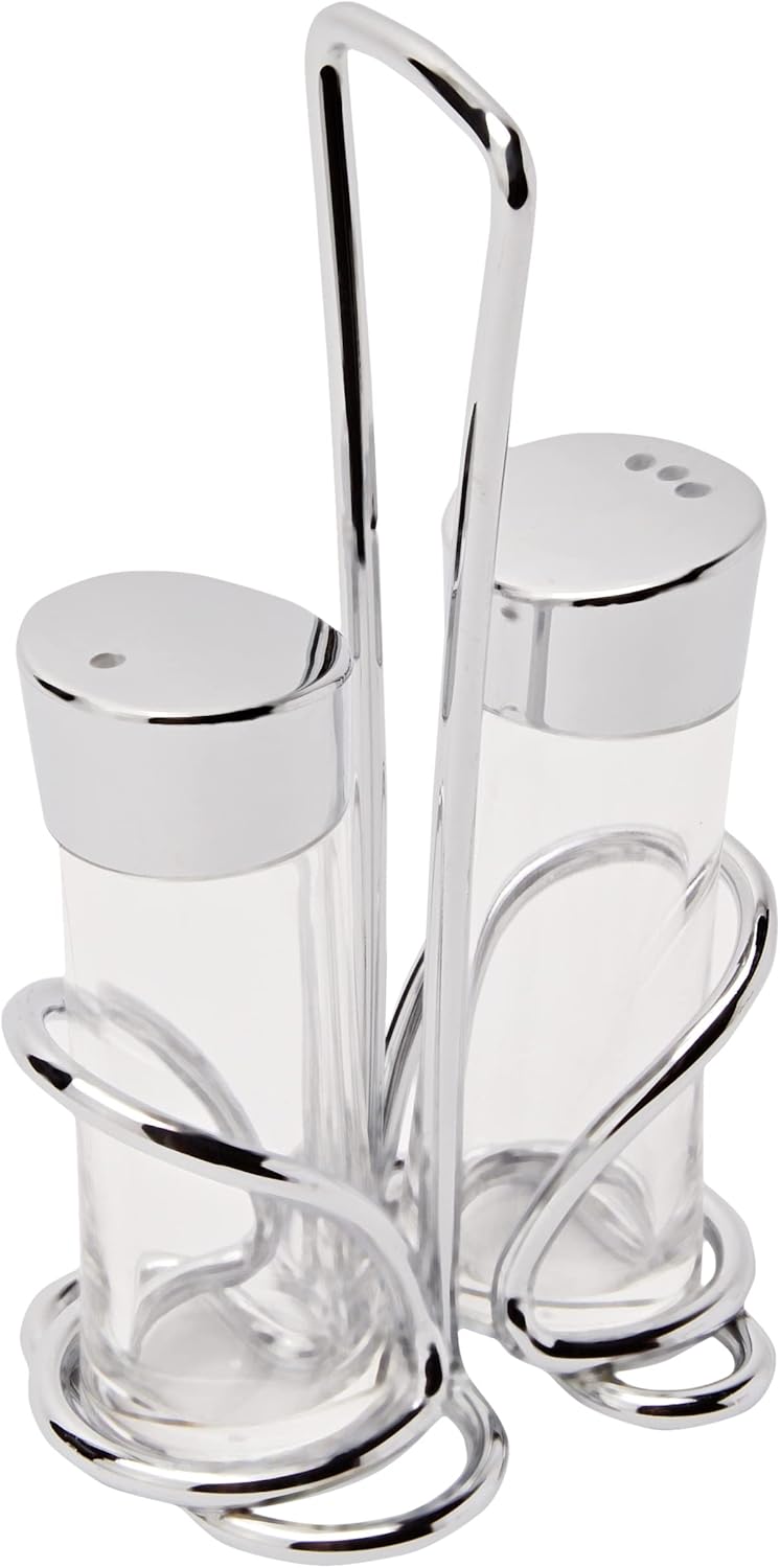 Metaltex Olivia Salt Pepper Cruet Set Silver Transparent