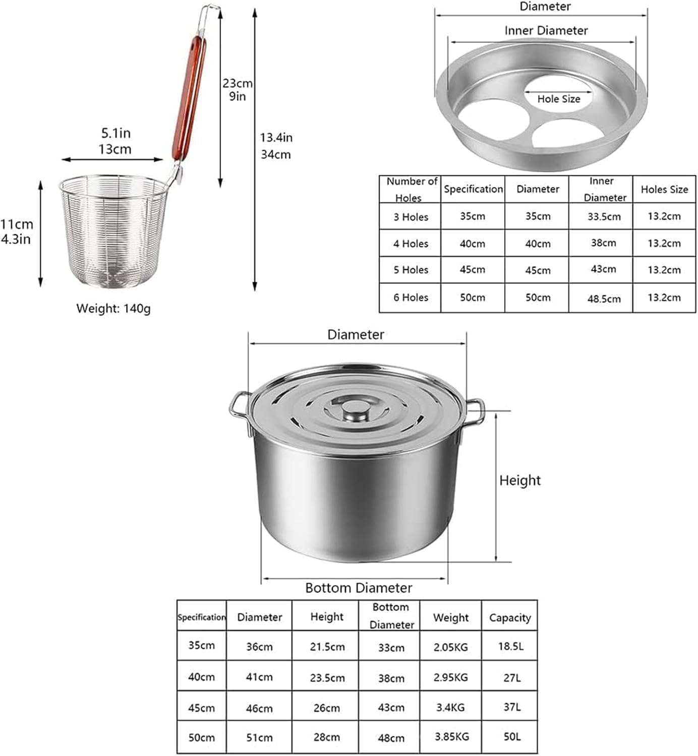 Xgxoz 9-Piece Pasta Cooker Set with 6 Holes and Stainless Steel Lid