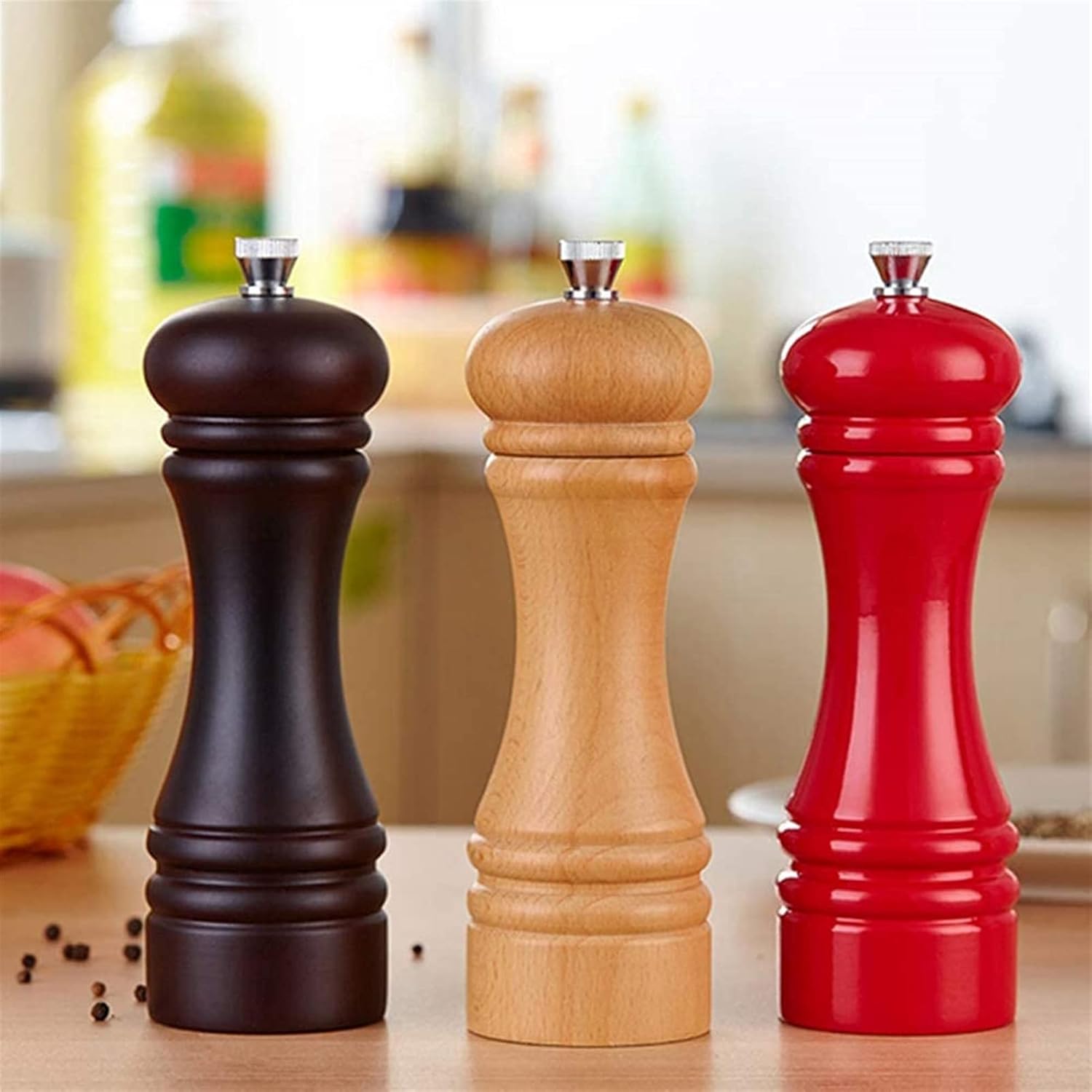 Wooden Salt Pepper Mill Set 2 Pack