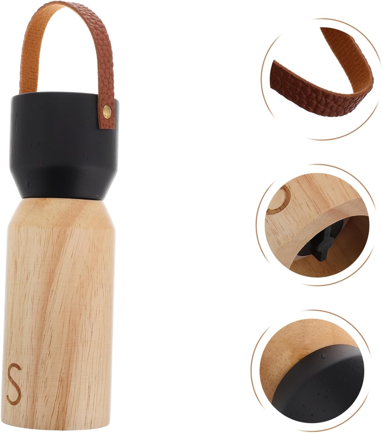 BRIGHTFUFU Manual Wooden Pepper Grinder with Black Cap 1