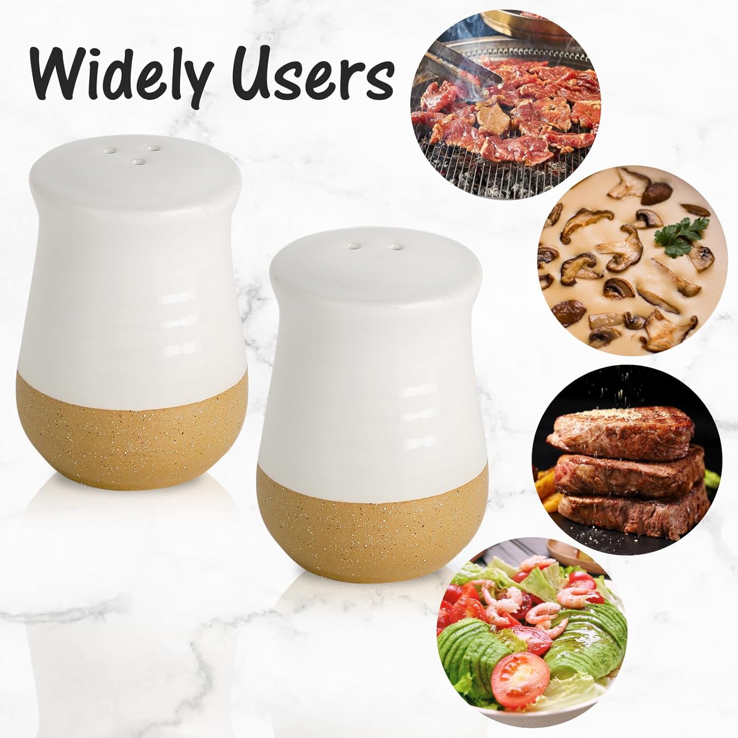 Tikooere Salt Pepper Shaker Set of 2 Ceramic Patchwork