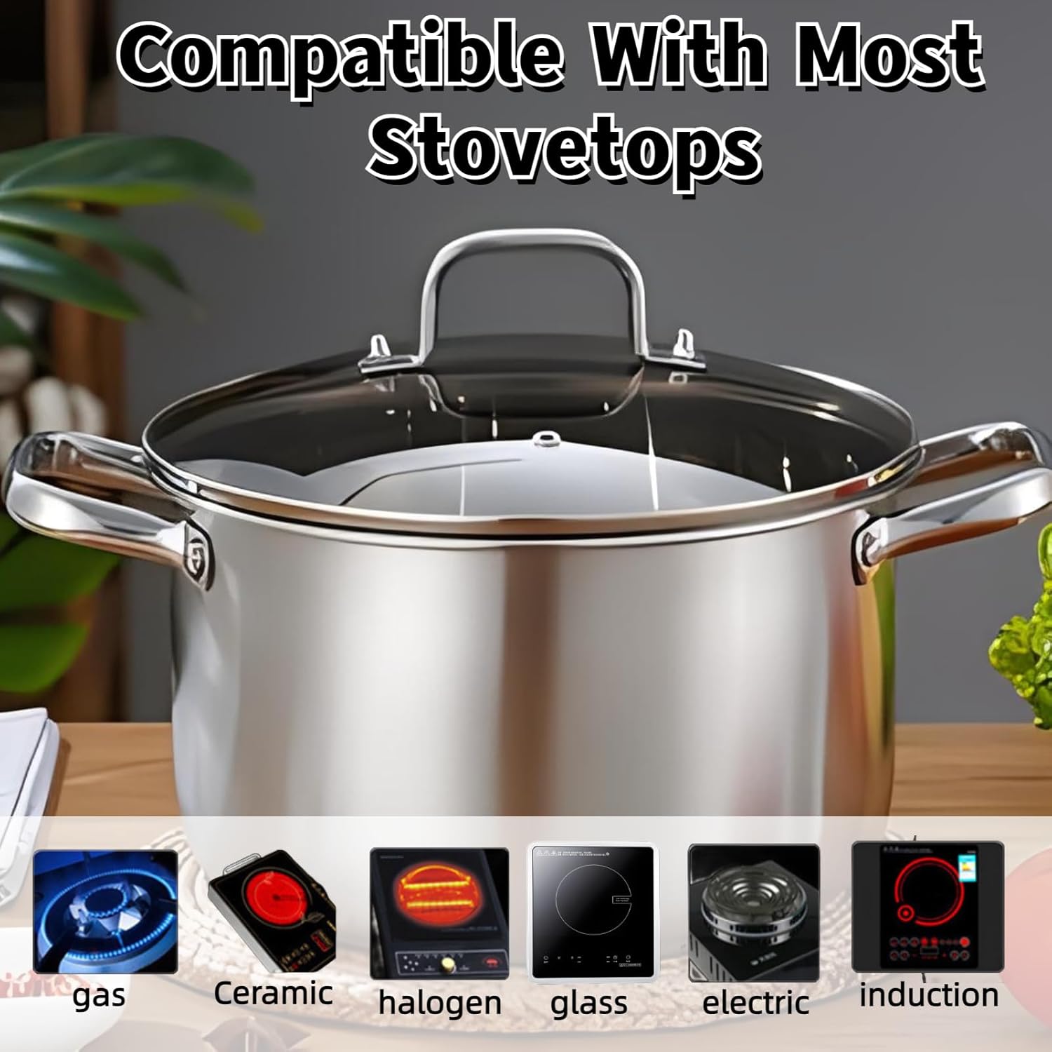 6-Quart Stainless Steel Stockpot with Tempered Glass Lid - Silver 1