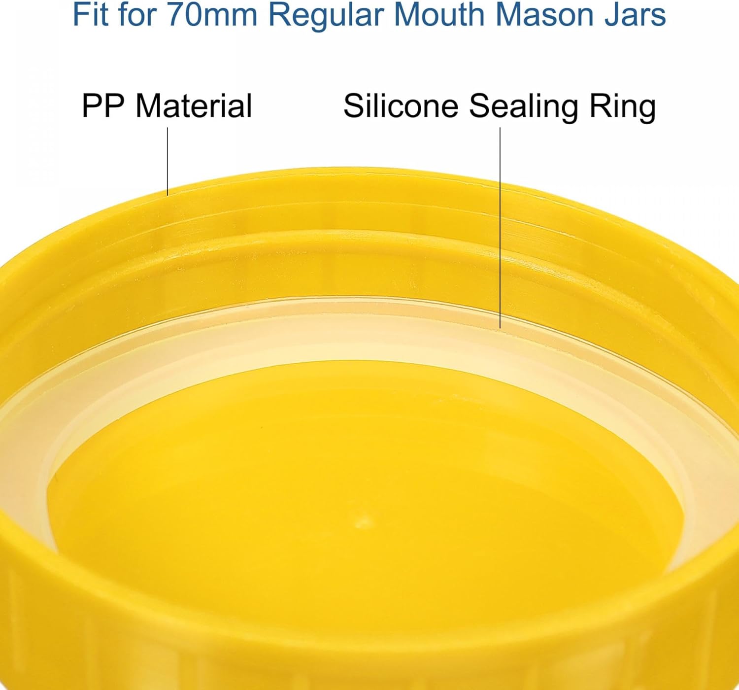 PATIKIL 70mm Yellow Mason Jar Lids Set 24 Pack with Silicone Rings
