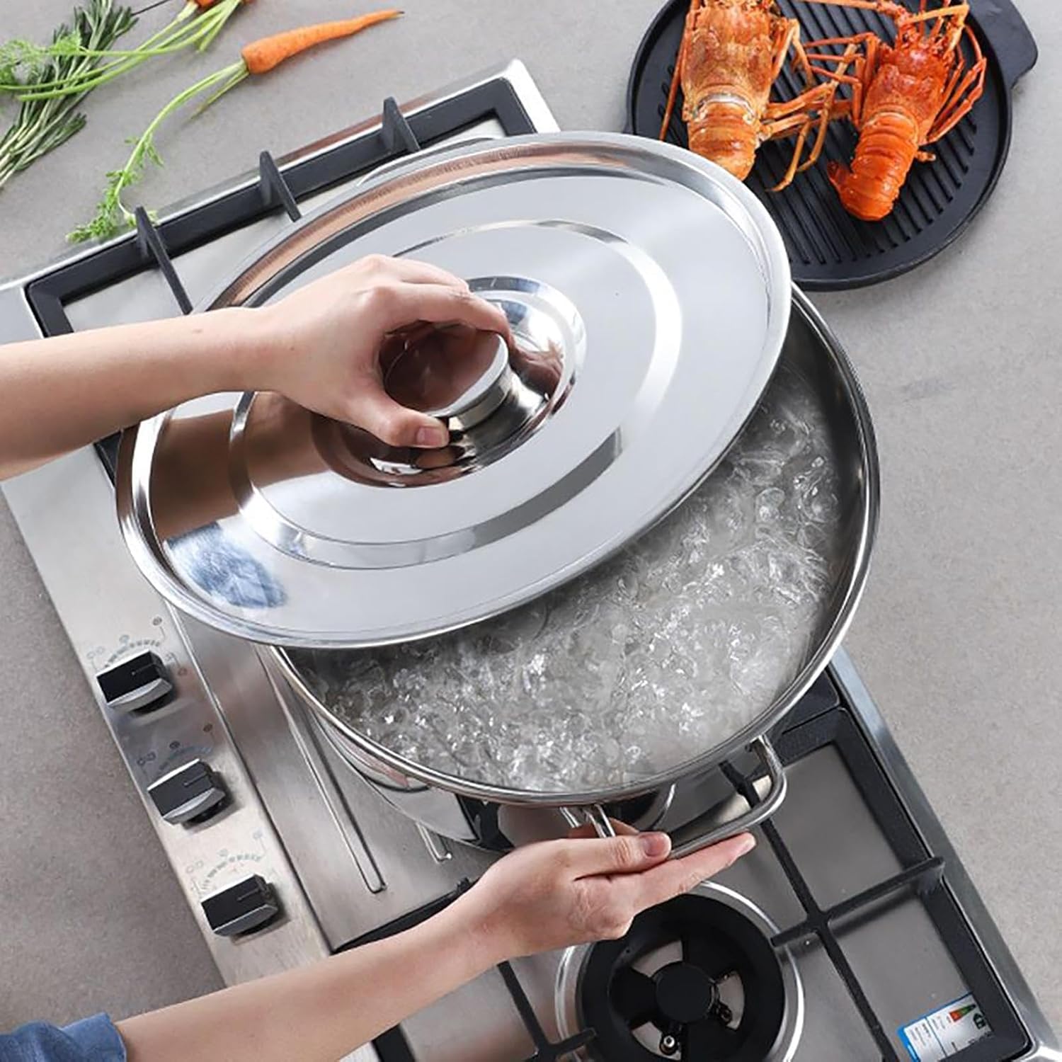 Stainless Steel Stock Pot with Glass Lid - 35L 62L 10L