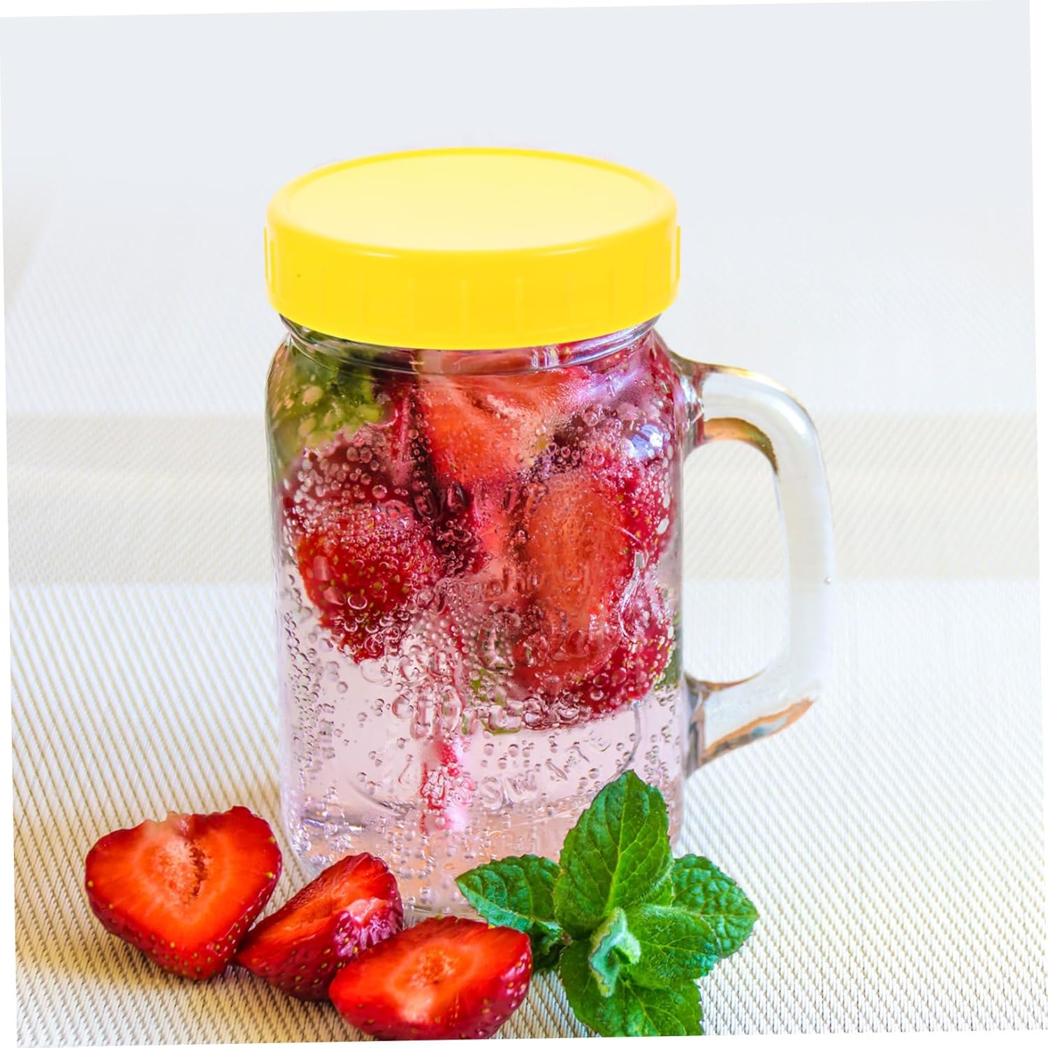 CIYODO 86mm Wide Mouth Mason Jar Lids Reusable Plastic Covers 1