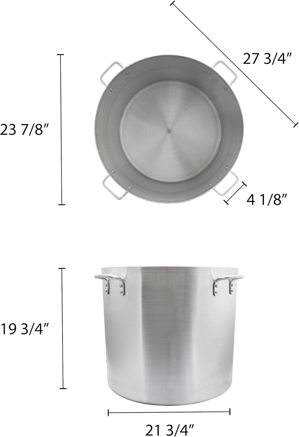 140 Quart Aluminum Stock Pot with Riveted Handles