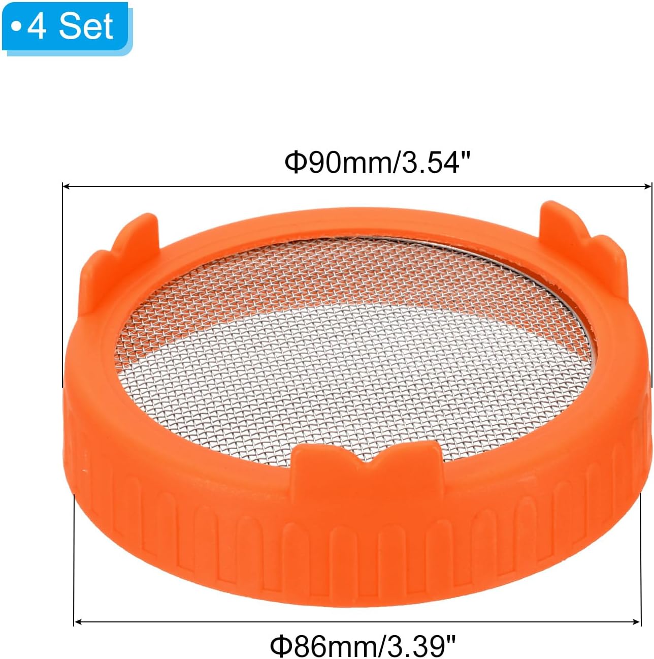 PATIKIL Sprouting Lids for Wide Mouth Mason Jars 4Pcs Orange