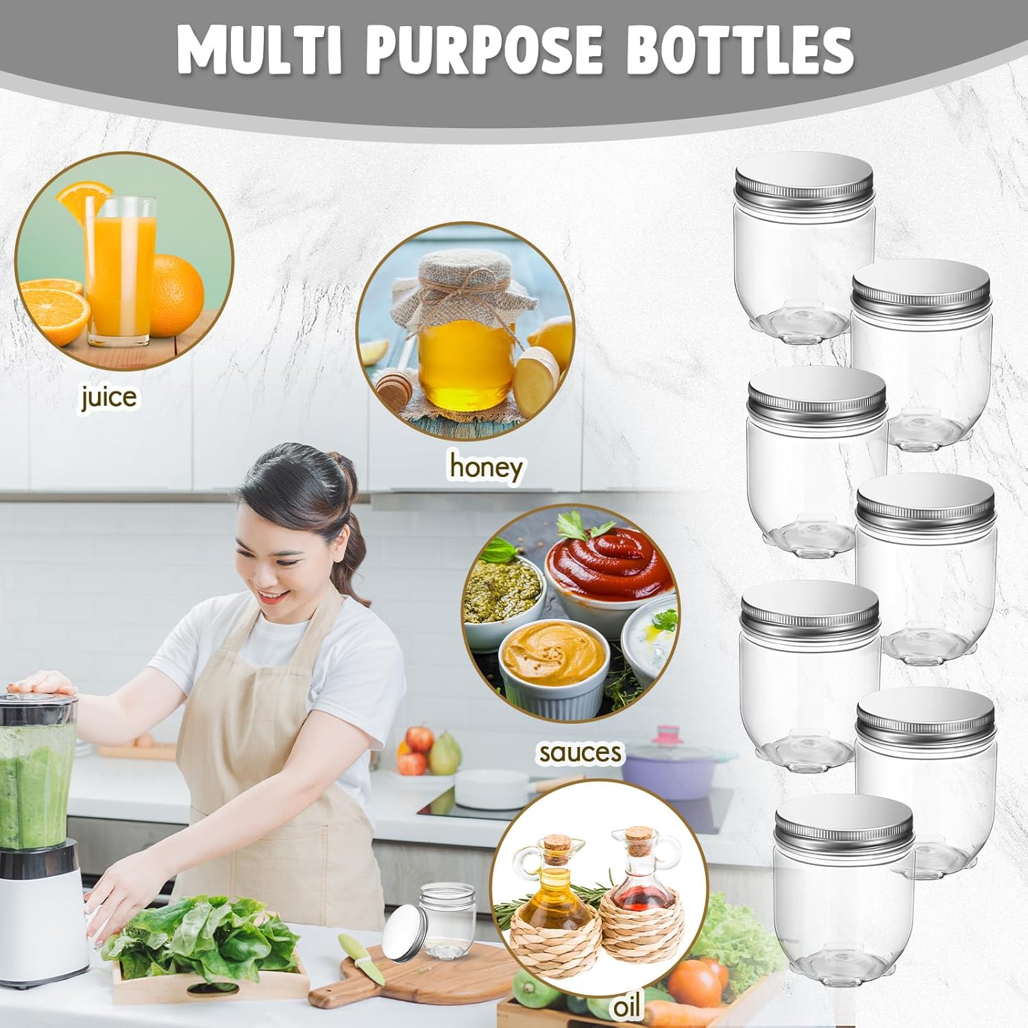 Tanlade 60 Pcs 4 oz Clear Plastic Jars with Lids 1
