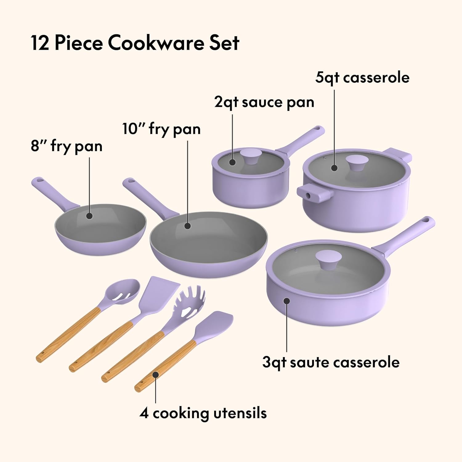 SO YUMMY by Bella 12-Piece Cookware Set with Lavender