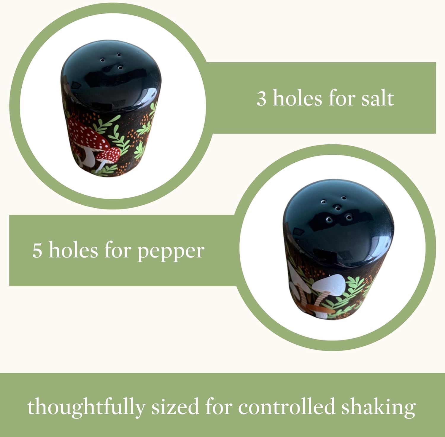 Steel Mill Co Mushroom Salt Pepper Shakers Set